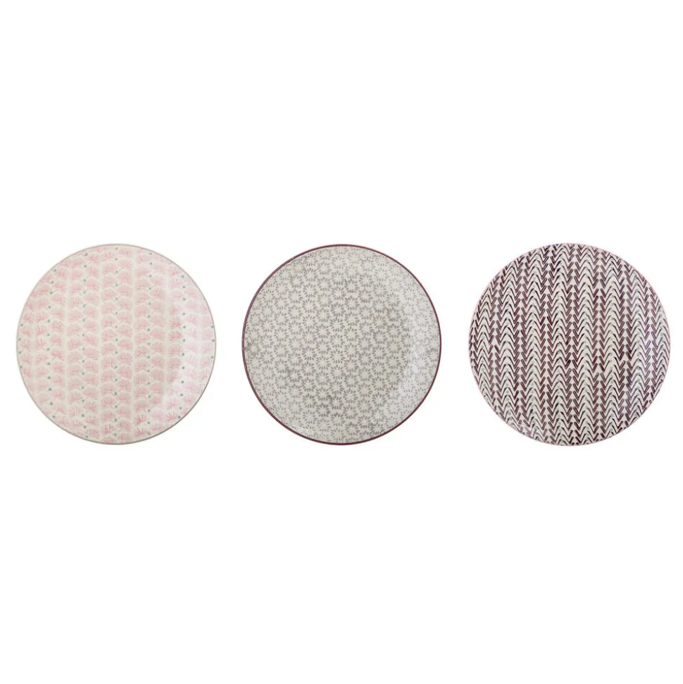Bloomingville Maya Teller, Violett, Steingut 3er-Set