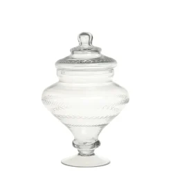 Chic Antique Glasgefäß mit Deckel auf Fuß