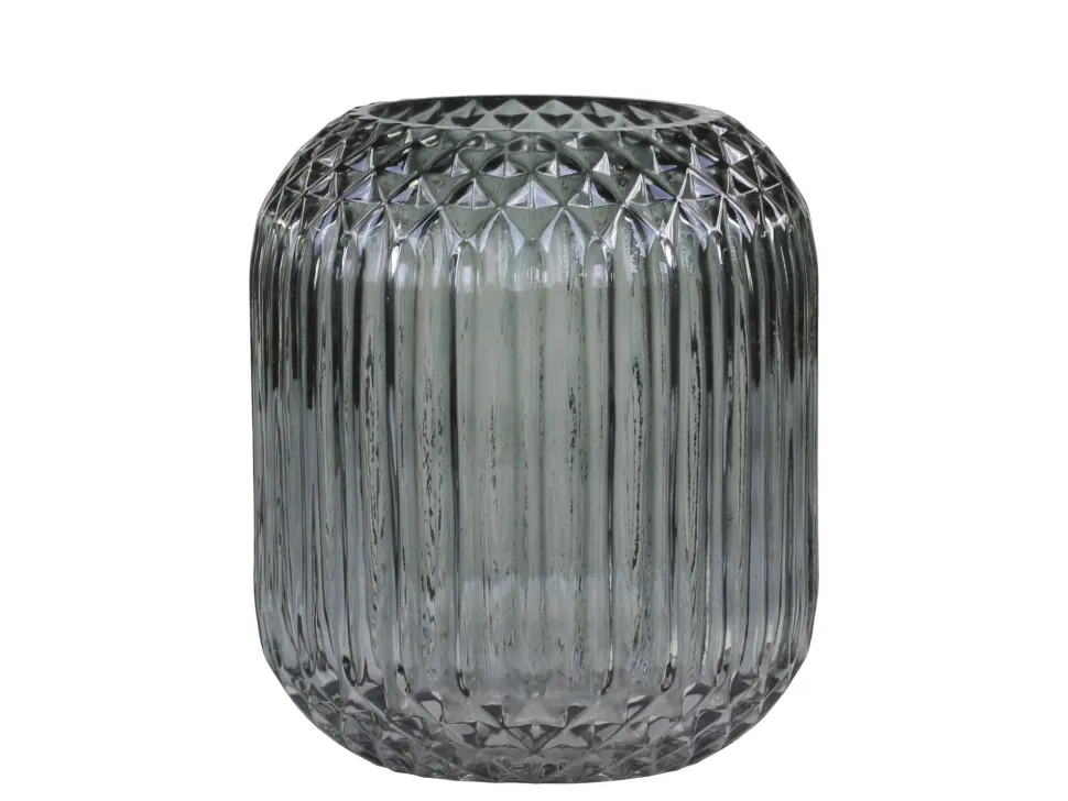 Chic Antique Glasvase kariert mit Rillen