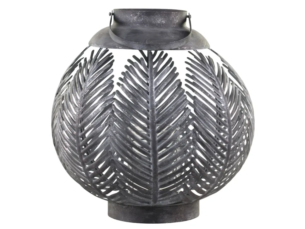 Chic Antique Laterne aus Eisen mit Blattdekor