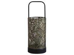 Chic Antique Laterne mit Muster, Glühbirne & Timer