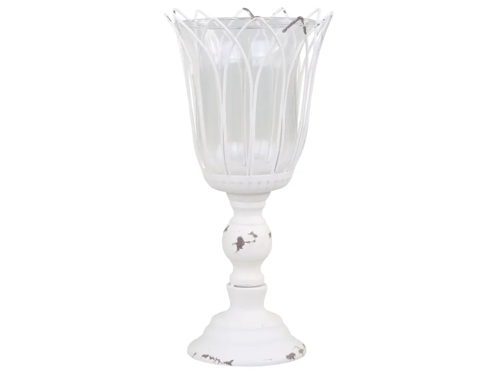 Chic Antique Teelichthalter auf Fuß mit Glas