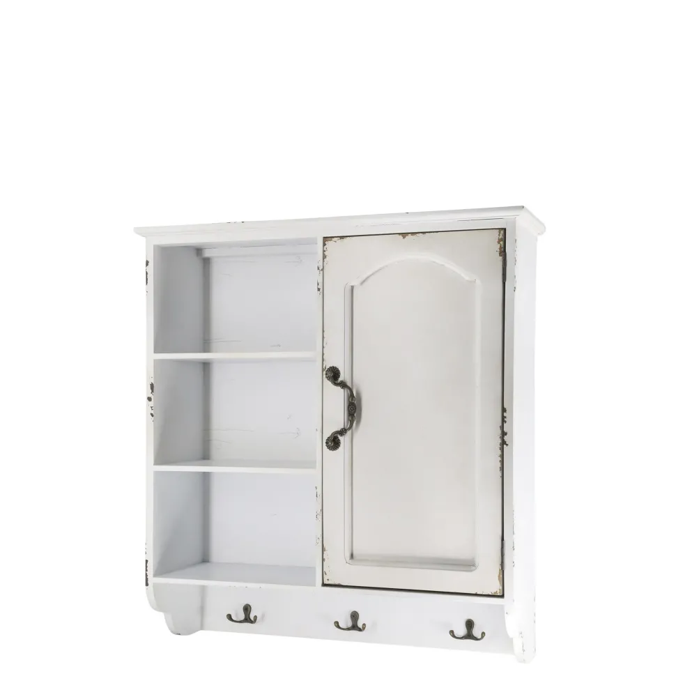 Chic Antique Vintage Schrank für Wand mit 1 Tür und 3 Ablagen