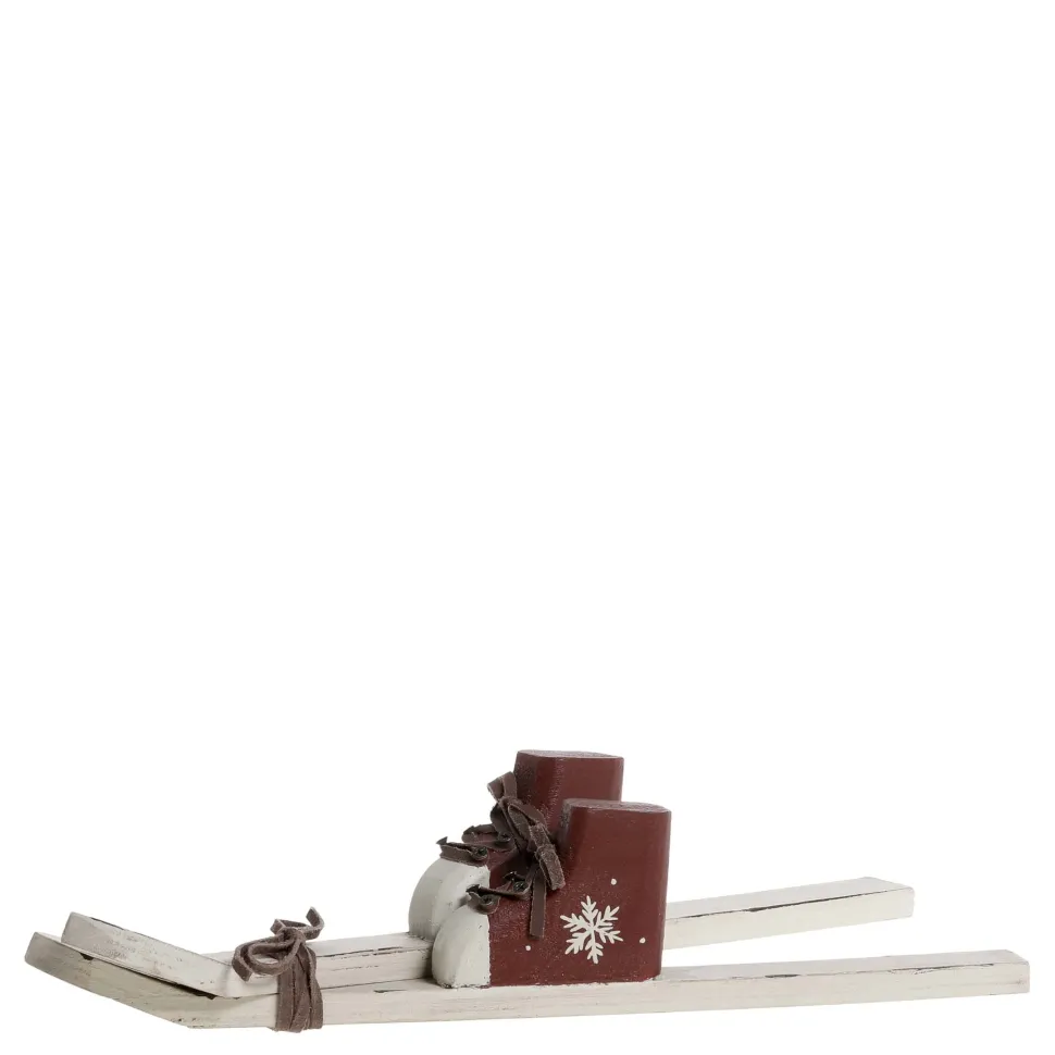 Chic Antique Vintage Ski mit Stiefeln