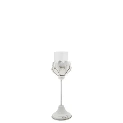 Chic Antique Weißes Vintage Windlicht auf Fuß
