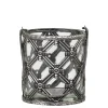 Chic Antique Windlicht mit Henkel und Karomuster