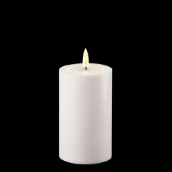 Deluxe Homeart LED Real Flame Outdoor Stumpenkerze weiß