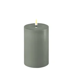 Deluxe Homeart LED Stumpenkerze Real Flame salbei green