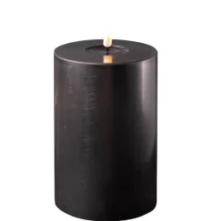 Deluxe Homeart LED Stumpenkerze Real Flame schwarz