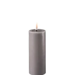 Deluxe Homeart LED Stumpenkerze Real Flame grau