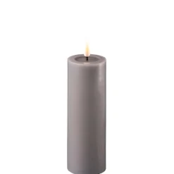 Deluxe Homeart LED Stumpenkerze Real Flame grau