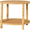 IB Laursen Beistelltisch mit geflochtenen Tischplatten aus Rattan