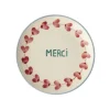 RICE Keramik Kuchenteller Handgemalt MERCI